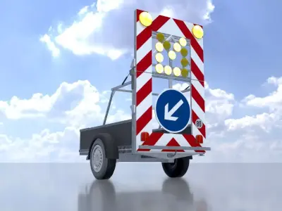 Traffic sign 616-31 Mobile barrier sign left 2500x1700 Low-poly 3D model