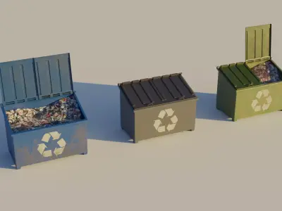Garbage Container - Street 3D Lowpoly  Trash Dumpster Model Low-poly 3D model