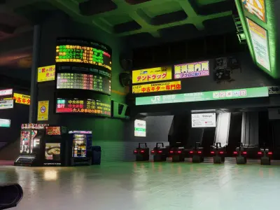 Cyberpunk Metro Station Low-poly 3D model