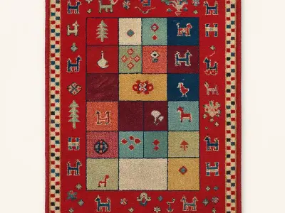  Colorful Persian Gabbeh Rug   3D Model   OBJ   Textures 3D model