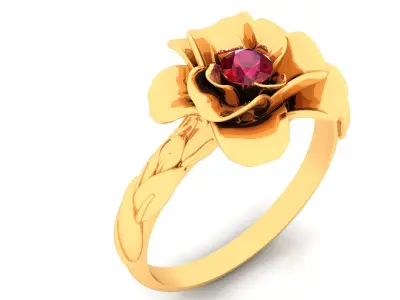 Women Ring 12 light weight single diamond women flower ring 3D print model