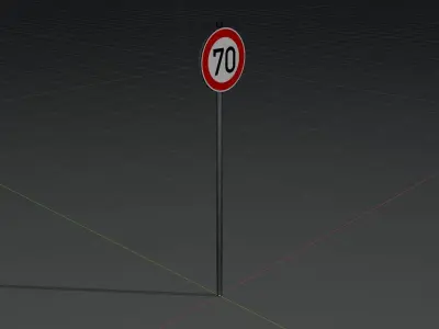Traffic sign 274-70 Speed limit 70 km h Size-2 Low-poly 3D model