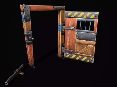 Stylized Shelter Door Low-poly 3D model