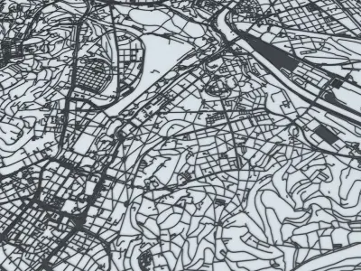 Stuttgart Road Network and Streets 3D model