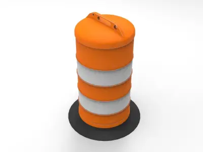 Traffic Cone Barrel Low-poly 3D model