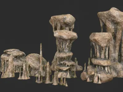 Cave Rock Set 02 Low-poly 3D model