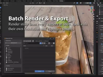 Camera Manager addon for Blender 3D model