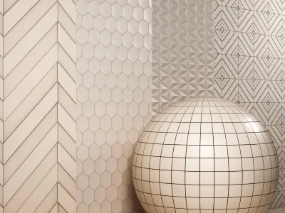 4K Marca Corona 4D Ceramic Tiles texture - 5 Patterns - Seamless Texture