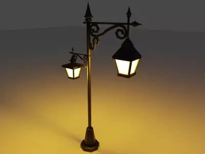 Cartoon Lamp Post Low-poly 3D model
