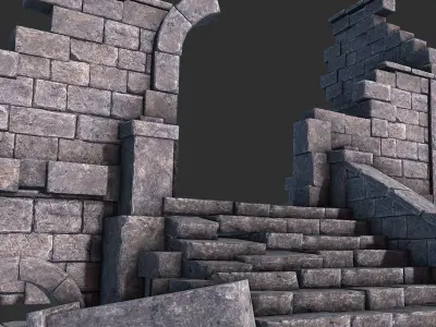 Ruined House Low-poly 3D model