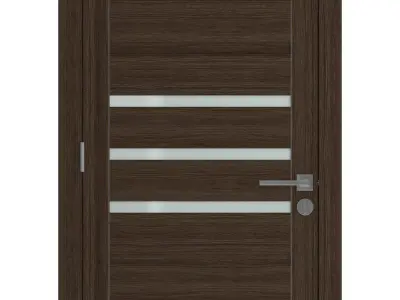 Door-057 wooden door with glass panels 3D model