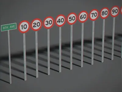 Pack - Traffic Signs Low-poly 3D model