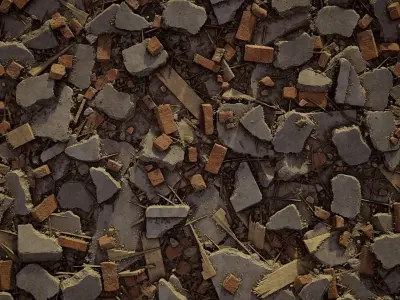 3 Debris Piles 4K PBR tileble materials  Texture