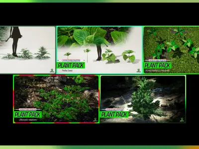 MEGA PLANT PACK - 15 Global Grass Pack 01 Low-poly 3D model