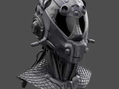Realistic Cyberpunk Helmet 3D model