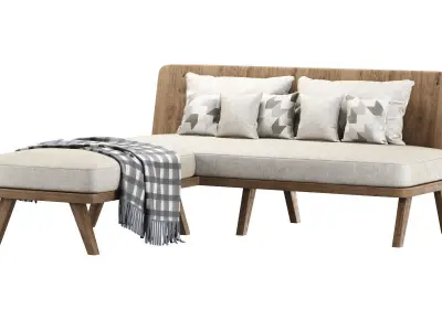 Alexa wooden corner loveseat  3D model