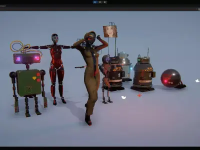 Robots Pack Low-poly 3D model