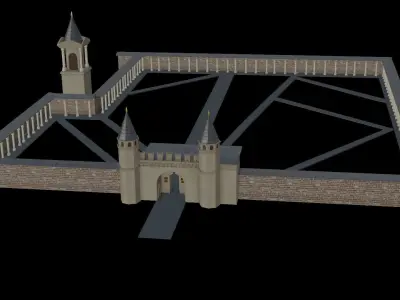 Topkapi Palace Walls and Guard Towers  Low-poly 3D model