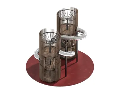 Playground 7 metal structure with two tubes 3D model