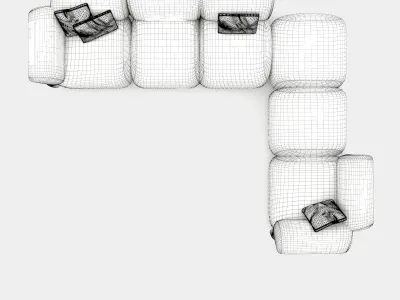 Cozy sofa with round shapes 3D model