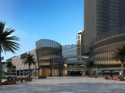Shopping Center in City Downtown 3D model