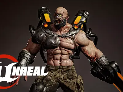 Maniac Zombie Cyber Zombie Boss Zombie Mutant Low-poly 3D model