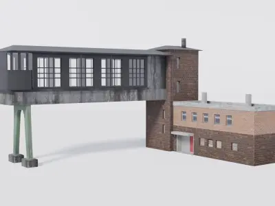 Signal gantry box Low-poly 3D model