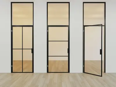 Glass partition door Set 13 Low-poly 3D model