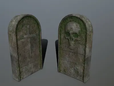 tombstone set two tombstones Low-poly 3D model