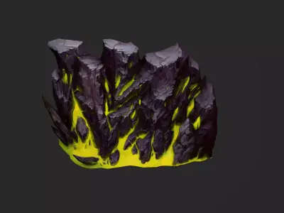 Toxic Lava Rocks Set Low-poly 3D model