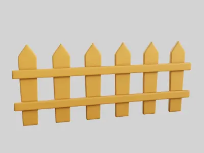 Cartoon Fence 5 Low-poly 3D model