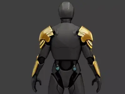 Sci-Fi Knight Robot Futuristic Cybernetic Warrior Character Low-poly 3D model