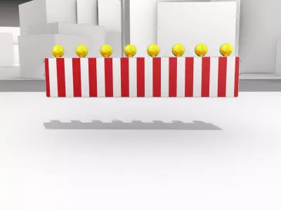 Construction Barrier 4 with warning lights 600-39 500x2400mm  Low-poly 3D model