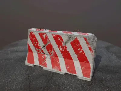 TWO CONCRETE BARRIER Low-poly 3D model