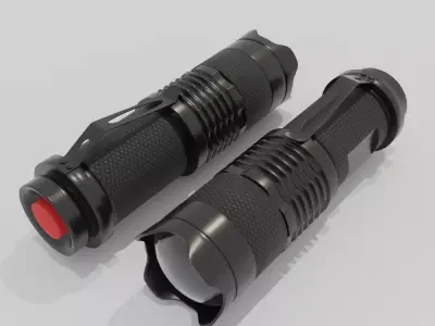 Police LED Flashlight Low-Poly Black Low-poly 3D model