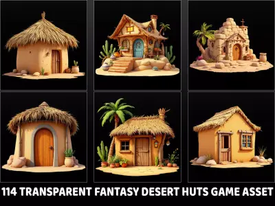114 Transparent Fantasy Desert Hut Game Asset Texture