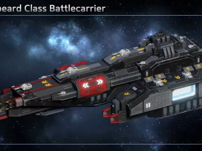 Spaceship Blackbeard Pirate Battlecarrier Low-poly 3D model