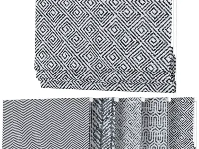 Roman Curtains 146 Mcalister Textiles Black White Fabric 3D model