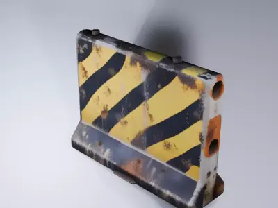 Low Poly Concrete Road Barrier -Street Barricade 3D model