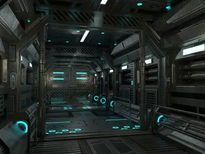 Sci-Fi Modular Hallway Low-poly 3D model Low-poly 3D model