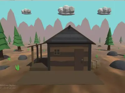 Woods cabin in Low-poly 3D model