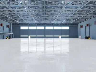 Airplane Hangar Interior 6 Low-poly 3D model