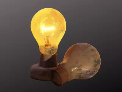 Old Light Bulb with Holder Low-poly 3D model