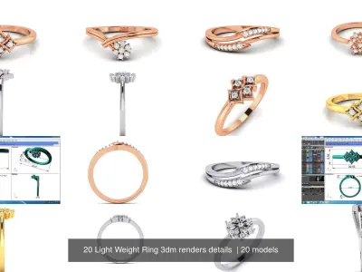 20 Light Weight Ring 3dm renders details  3D Model Pack
