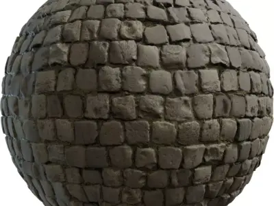 Weathered Cobblestone Street With Moss Texture