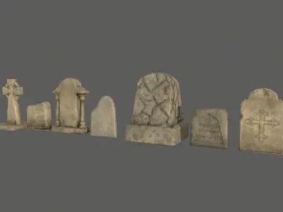 tombstones pack Low-poly 3D model