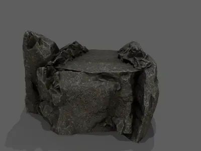 Stairs set of made out of rocks Low-poly 3D model
