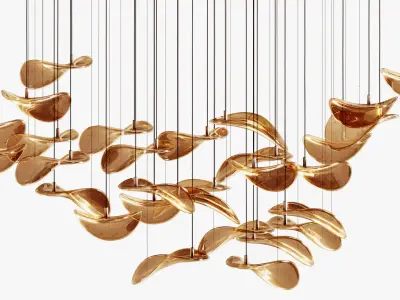 Vakkerlight Wave Floating Leaf Chandelier 3D model