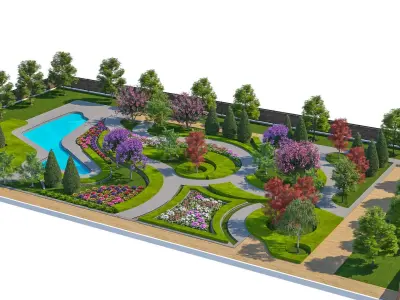 Botanical Swirl Garden 3D Model Low-poly 3D model