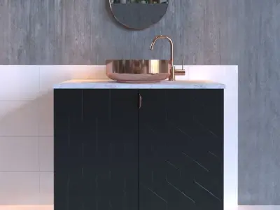 Washbasin bathroom vanity with copper sink Free 3D model